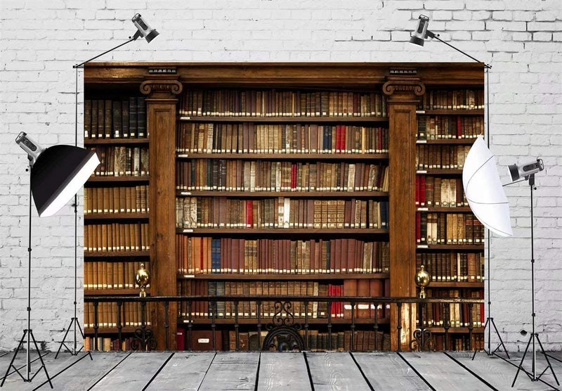 BELECO 9x6ft Fabric Vintage Wooden Bookshelf Backdrop Library Books Antique Book Racks Old Library Phtography Backdrop for Party Decor Birthday YouTube Videos School Photoshoot Photo Background Props - Image 2